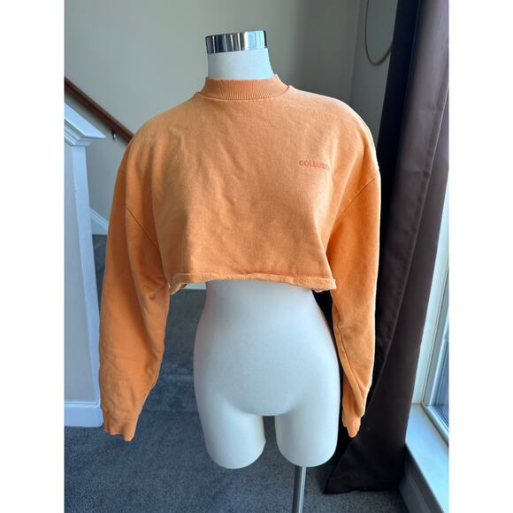 Collusion cropped orange crewneck sweatshirt, size XS - Picture 2 of 9